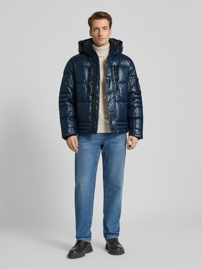 Tom Tailor Gewatteerd regular fit jack met afneembare capuchon Marineblauw - 1