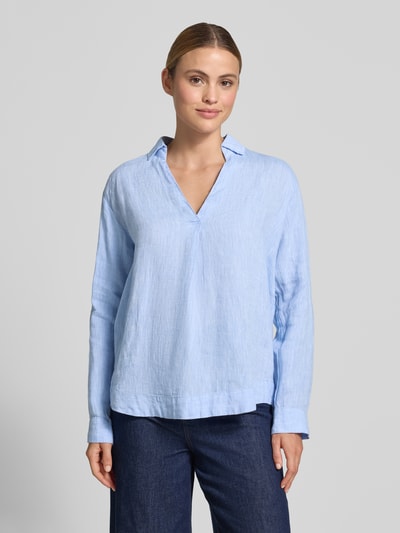 Christian Berg Woman Regular Fit Leinenbluse mit V-Ausschnitt Jeansblau 4