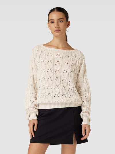 ONLY Strickpullover mit Lochstickerei Modell 'Brynn life' Sand 4