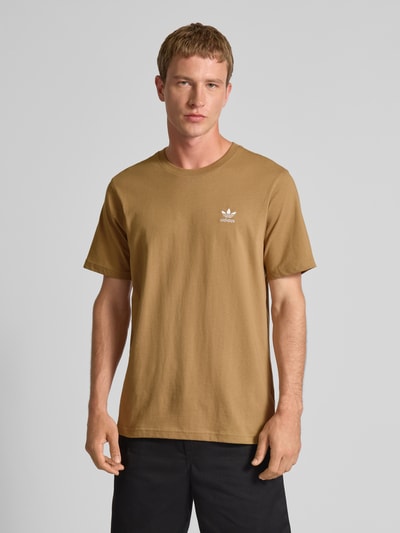 adidas Originals T-Shirt mit Label-Stitching und Rundhalsausschnitt Mittelbraun 4
