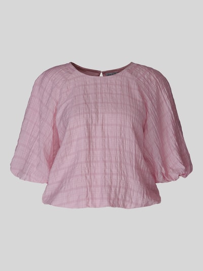 Produktfoto, Regular Fit Bluse mit Strukturmuster von Jake*s Casual in Hellrosa mit Ballon-Optik, strukturierter Textur, Rundhalsausschnitt
