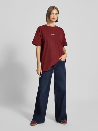 OH APRIL T-shirt met labelprint Donkerrood - 1