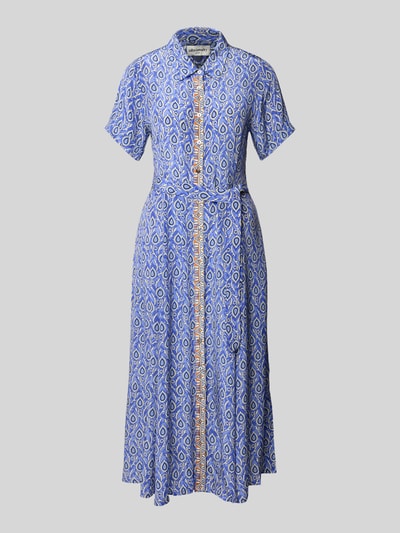 LOLLYS LAUNDRY Hemdblusenkleid aus Viskose mit Bindegürtel Modell 'Blake' Royal 2