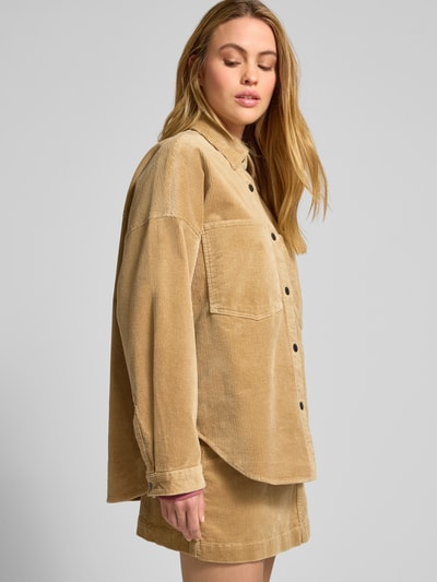 Jake*s Casual Bluzka koszulowa o kroju regular fit z imitacji sztruksu Piaskowy 3