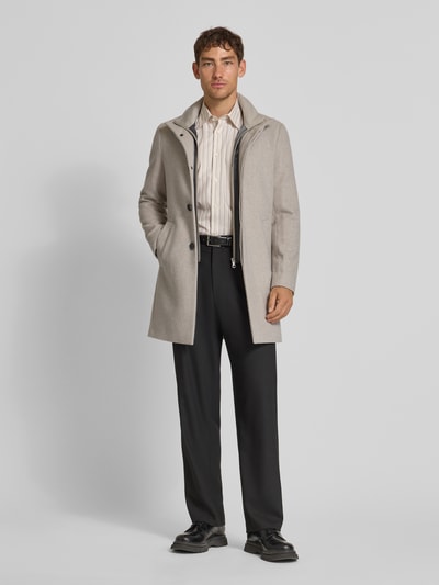 Matinique Lange jas met opstaande kraag, model 'Harvey' Taupe - 1