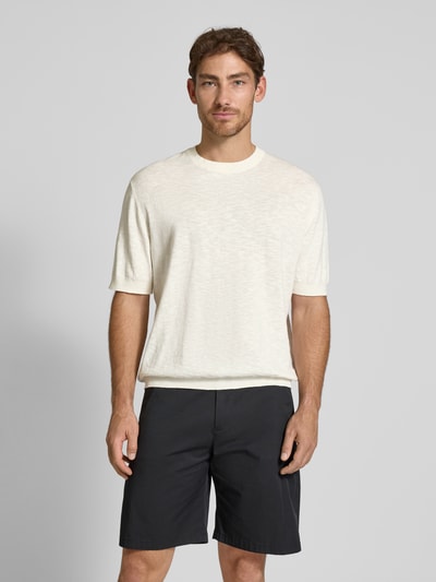 SELECTED HOMME Regular fit gebreid shirt van een mix van katoen en linnen, model 'BERG SUN' Offwhite - 4
