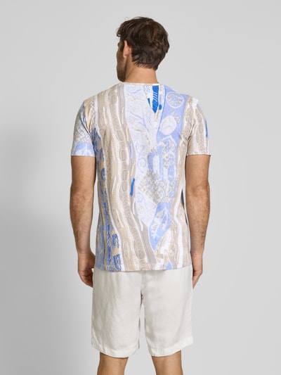 CARLO COLUCCI T-Shirt mit geripptem Rundhalsausschnitt Hellblau 5