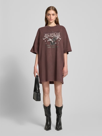 Review Oversized T-Shirt-Kleid in Minilänge Modell 'ROCK' Dunkelbraun 1