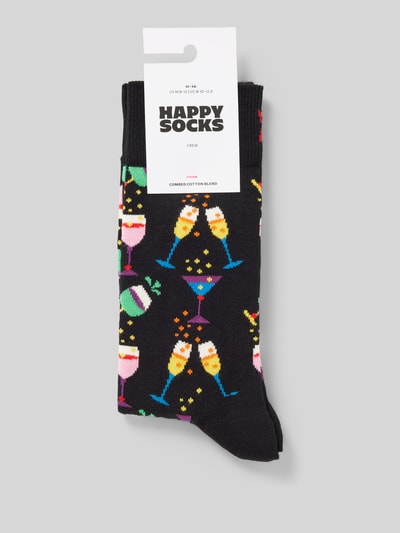 Happy Socks Socken mit Motiv-Stitching Modell 'CHEERS' Black 3