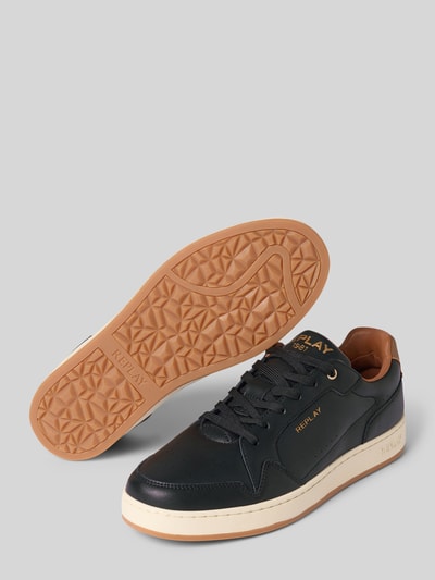 Replay Ledersneaker mit Label-Prints Modell 'SMASH FINE' Black 4