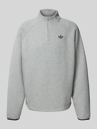 adidas Originals Sweatshirt mit Label-Stitching und Stehkragen Hellgrau Melange 2