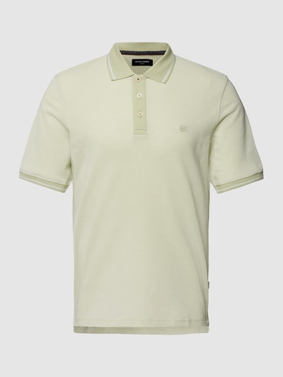 Jack & Jones Premium Koszulka polo z paskami w kontrastowym kolorze model ‘BLUWIN’ Jasnozielony 2