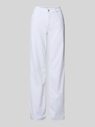 Produktfoto, białe spodnie Wide Leg Jeans mit Eingrifftaschen Modell 'Dream' od MAC, bawełniany mix z modalem, damskie, szerokość w rozmiarze 36/32: 38 cm, długość nogawki 83 cm