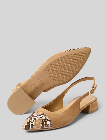 Produktfoto, Slingbacks aus Leder-Mix von Tamaris, dwukolorowy, nosek buta spiczasty, obcas słupek, sprzączka, podeszwa z fakturą