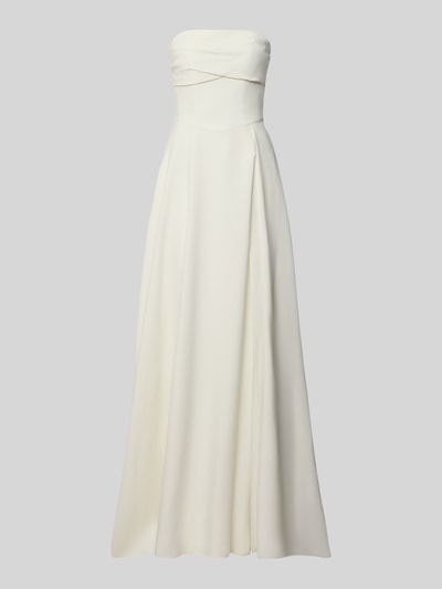 Produktfoto, Abendkleid im Off-Shoulder-Look von LUXUAR FASHION, cremefarben, A-Linie, Maxikleid, Drapierungen, glatte Textur, neutraler Hintergrund