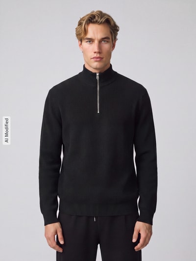 ONLY & SONS Regular Fit Troyer aus Baumwoll-Mix Modell 'PHIL' Black 4