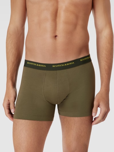 Scotch & Soda Boxershort met elastische band met logo in een set van 3 stuks Olijfgroen - 3