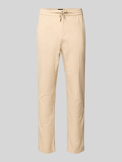 Scotch & Soda Spodnie materiałowe o kroju tapered fit z tunelem model ‘Warren’ Beżowy 2