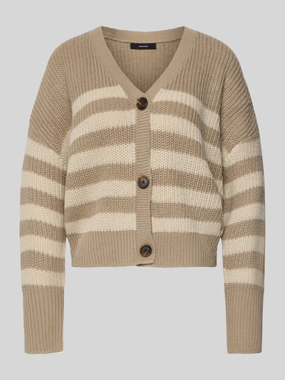 Produktfoto, Relaxed Fit Strickjacke mit V-Ausschnitt Modell 'LEA' van Vero Moda, gemêleerde look, knoopsluiting, lange mouw, geribde zoom, knitwear.