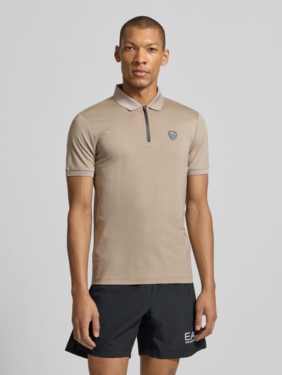 EA7 Emporio Armani Polówka z mieszanki wiskozy o kroju slim fit Beżowy 4
