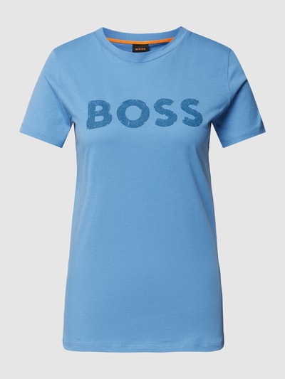 BOSS Orange T-Shirt mit Label-Print Modell 'Elogo' Rauchblau 2