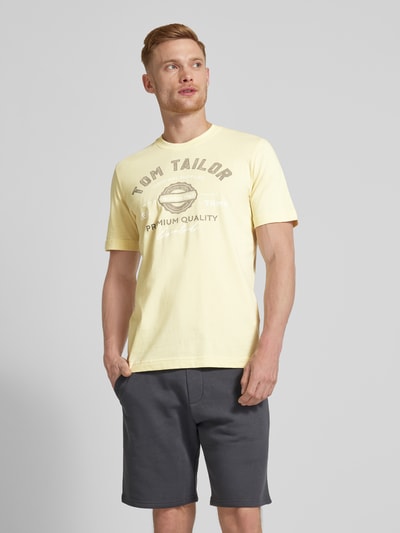 Tom Tailor T-shirt z nadrukiem z logo Jasnożółty 4