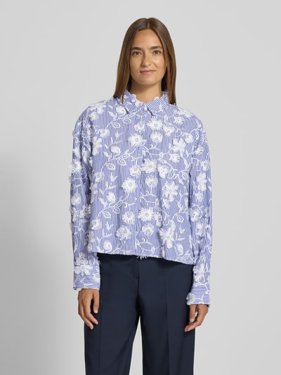 YAS Regular fit overhemdblouse met bloemeborduursels, model 'MEMLY' Lichtblauw - 4