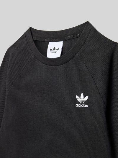 adidas Originals Bluzka z długim rękawem i drobnym prążkowaniem Czarny 2