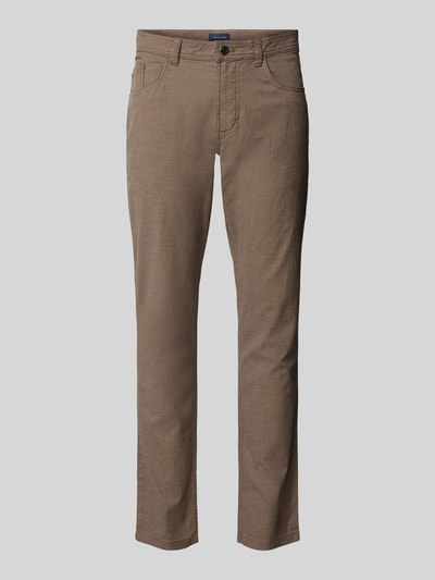 Christian Berg Men Tapered Fit Chino mit Strukturmuster Taupe 2