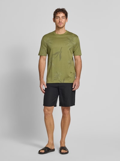 BOSS T-Shirt mit geripptem Rundhalsausschnitt Modell 'Taut' Lind 1