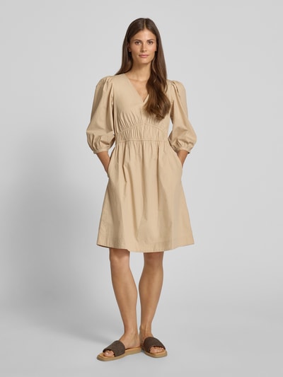 BOSS Orange Knielanges Kleid mit Puffärmeln Modell 'Dezzan' Sand 1