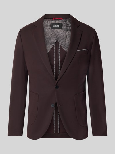 Productfoto, Slim Fit Sakko met viscose Model 'Data' van CINQUE in donkerbruin, elastische materiaalmix, reverskraag, borstzak, opgestikte zakken, 2-knoopsluiting, heren