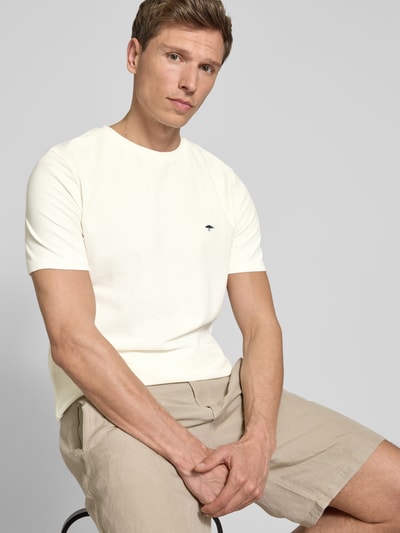Fynch-Hatton T-shirt met logostitching Offwhite - 3