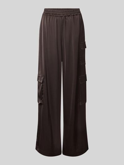 Produktfoto, Loose Fit Stoffhose mit elastischem Bund Modell 'darzi' von Gestuz, braun, Cargo-Details, glatte Oberfläche, Damen Stoffhose, Material-Mix mit Stretch-Anteil