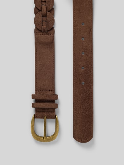 Produktfoto, Gürtel in Wildleder-Optik von ZABAIONE, braun, metallic Dornschließe, Zierbesatz, Breite 3 cm, strukturierte Oberfläche