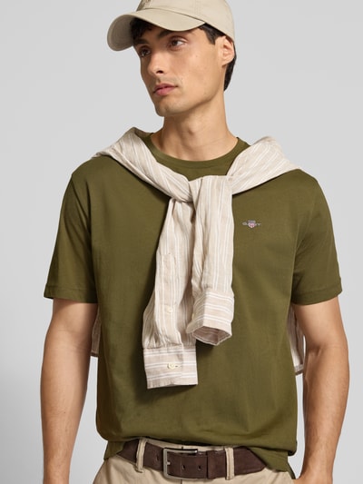 Gant Regular Fit T-Shirt mit Label-Stitching Oliv 3