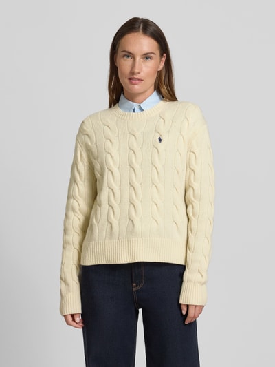 Polo Ralph Lauren Gebreide pullover met kabelpatroon en ronde hals Zand - 4