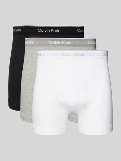 Calvin Klein Underwear Trunks mit Label-Bund Modell 'BOXER BRIEF' im 3er-Pack Hellgrau 1