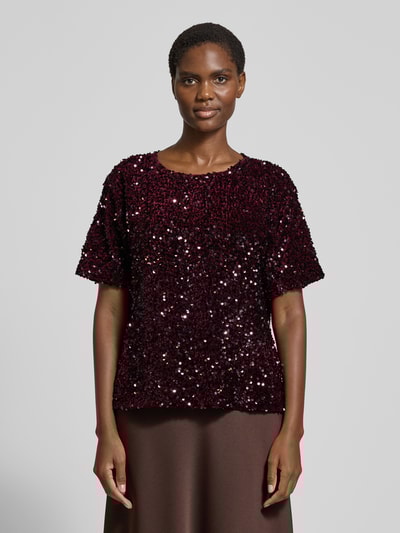 Vila Blouseshirt met pailletten, model 'FAITH' Prune - 4