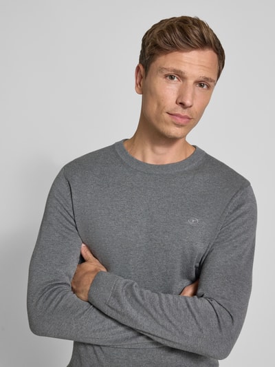 Tom Tailor Sweter z dzianiny o kroju regular fit z czystej bawełny Antracytowy 3