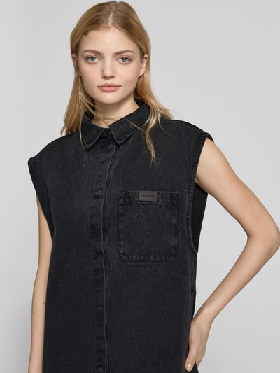 Karo Kauer Jeanskleid mit Brusttasche Anthrazit 3