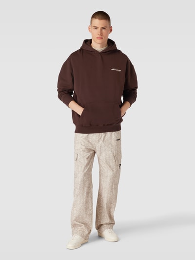 Pegador Oversized hoodie met labelprint, model 'CRAIL' Donkerbruin - 1