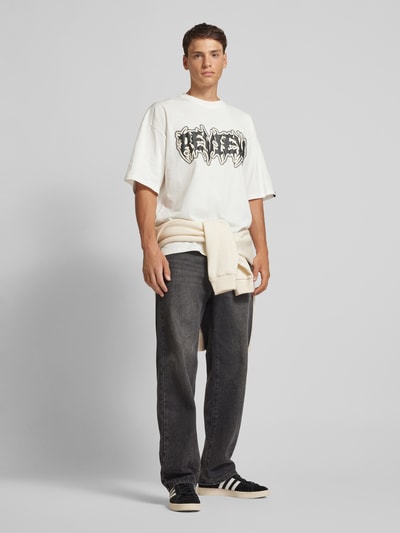 REVIEW T-Shirt mit Label-Print Offwhite 1