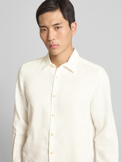 s.Oliver RED LABEL Regular Fit Leinenhemd mit Sportmanschetten Weiss 3