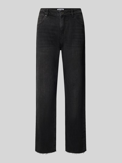 Produktfoto, Straight Fit Jeans aus Baumwoll-Mix von REVIEW in Schwarz, 5-Pocket-Design, verkürzte Passform, neutrale Textur