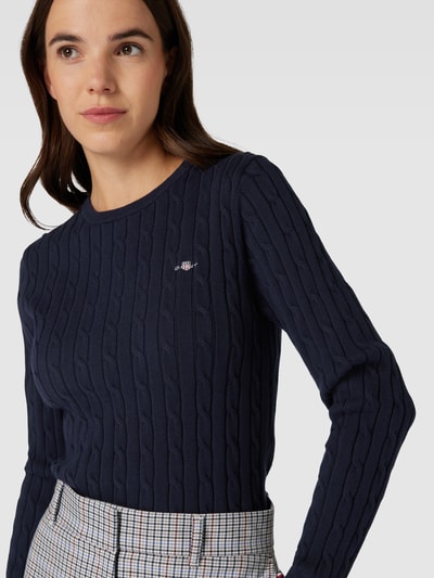 Gant Gebreide pullover met labeldetail Marineblauw - 3