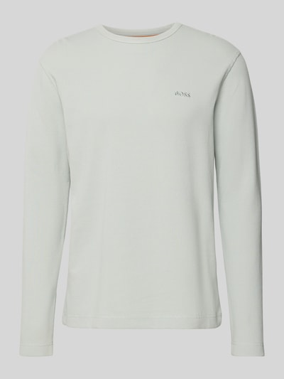 Produktfoto, Regular Fit Langarmshirt aus Baumwoll-Mix Modell 'TEMPESTO' von BOSS Orange in Unifarbe mit Waffel-Optik und Label-Stickerei.