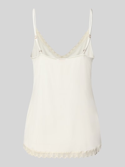 Produktfoto, Relaxed Fit Top aus Viskose-Mix Modell 'Poetry' von Mey mit Spitzenbesatz in Creme, verstellbare Spaghetti-Träger, glatte Textur