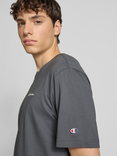 CHAMPION T-shirt met logostitchings en ronde hals Antraciet - 3