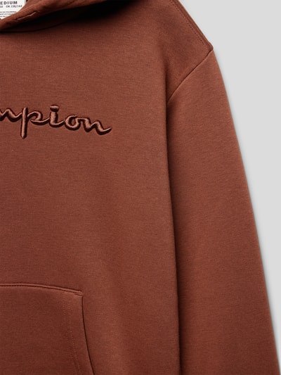 CHAMPION Hoodie mit Label-Stitching Modell 'Rochester' Mittelbraun 2